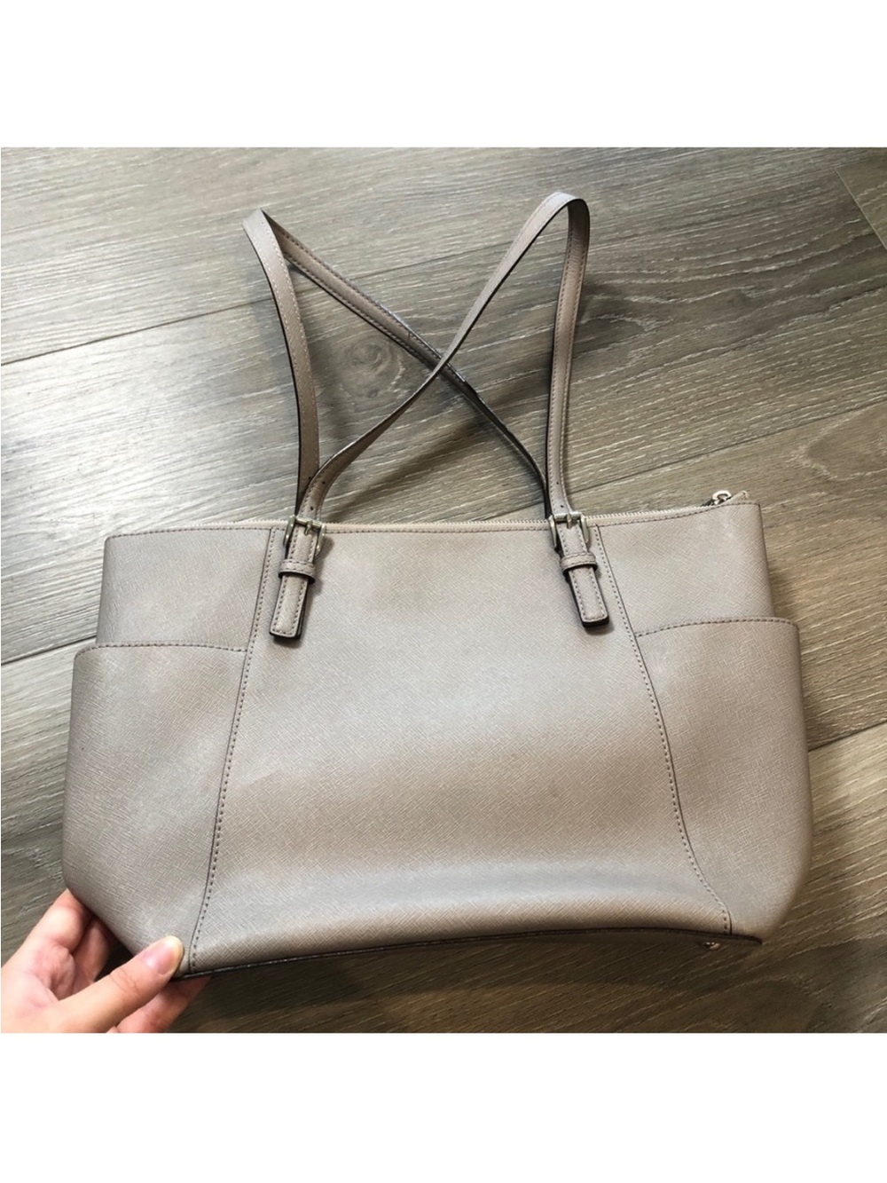Michael Kors Charlotte Pearl Gray Saffiano Leather Tote - Picture 5 of 7